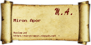 Miron Apor névjegykártya